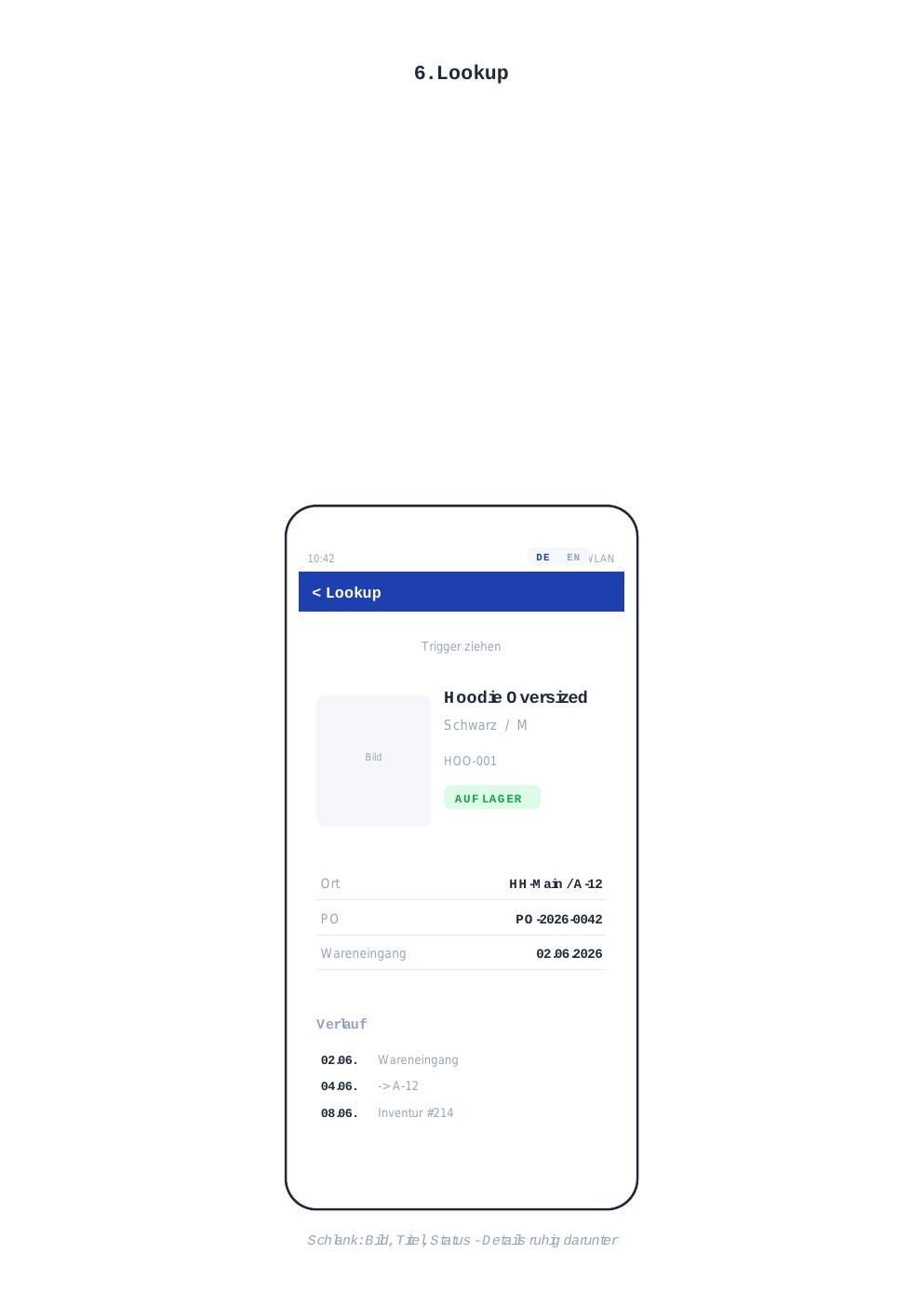 Lookup screen