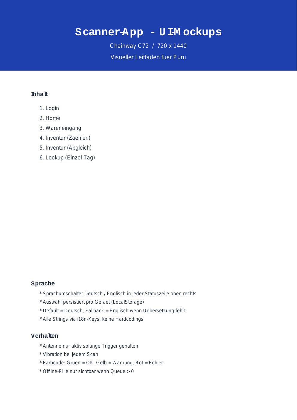 Device specs and global behavior
